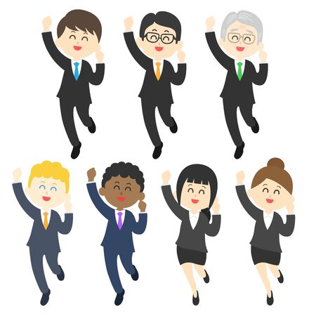 Illustrated set of the person who pleasesのイラスト素材