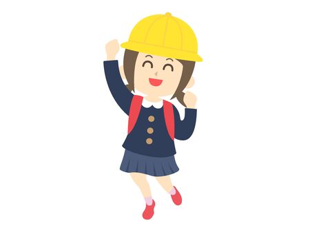 Elementary school girl happyのイラスト素材