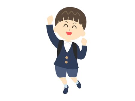 A boy in elementary school who is happyのイラスト素材