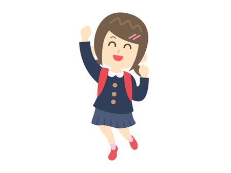 Elementary school girl happyのイラスト素材
