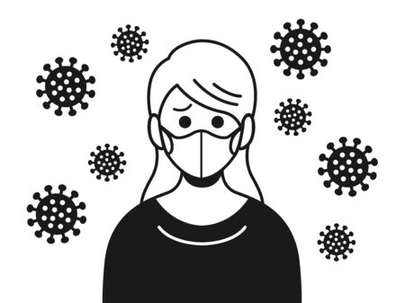 Illustration of a virus-infected white womanのイラスト素材