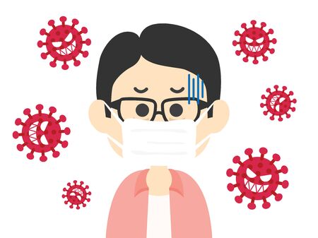 Illustration of a man infected with a virusのイラスト素材
