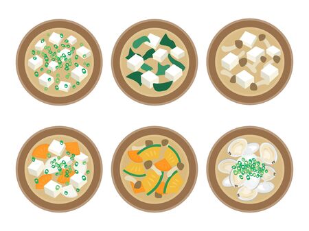Miso soup illustration setのイラスト素材