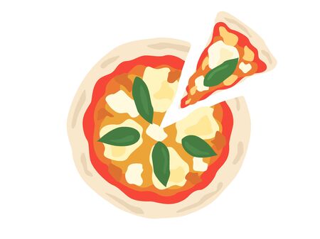 Cut Margherita Pizzaのイラスト素材