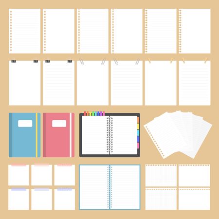 Illustration set of notebook paperのイラスト素材