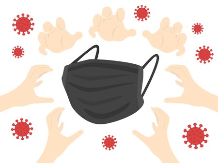 Illustration of mask shortage problemのイラスト素材