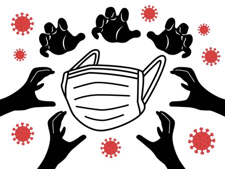 Illustration of mask shortage problemのイラスト素材