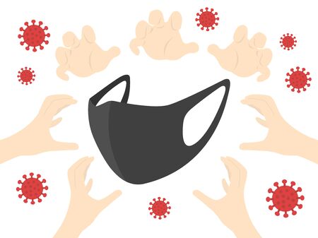 Illustration of mask shortage problemのイラスト素材