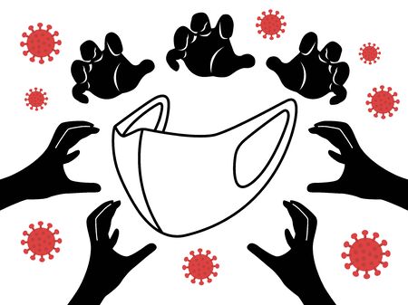 Illustration of mask shortage problemのイラスト素材