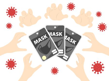 Illustration of mask shortage problemのイラスト素材