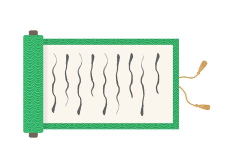 Illustration of unrolled straight scrollsのイラスト素材