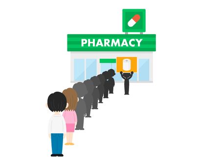Illustration of a procession to buy toilet paperのイラスト素材