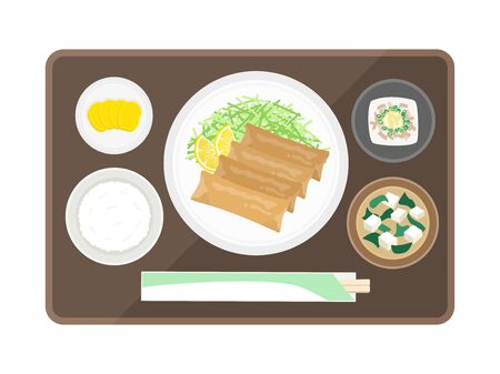Illustration of spring rolls set mealのイラスト素材