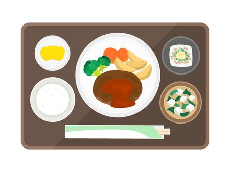 Illustration of hamburger set mealのイラスト素材