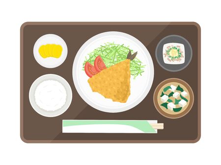 Illustration of ajifly set mealのイラスト素材