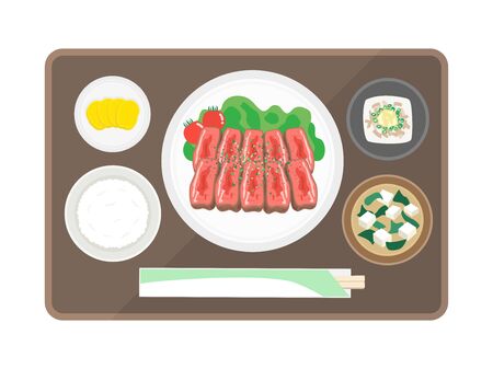 Steak Set Meal Illustrationのイラスト素材