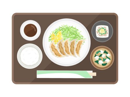 Illustration of gyoza set mealのイラスト素材