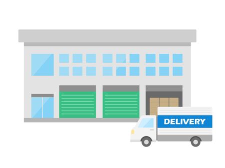 Illustration of the warehouse of the courierのイラスト素材