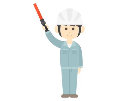 Illustration of a man controlling trafficのイラスト素材