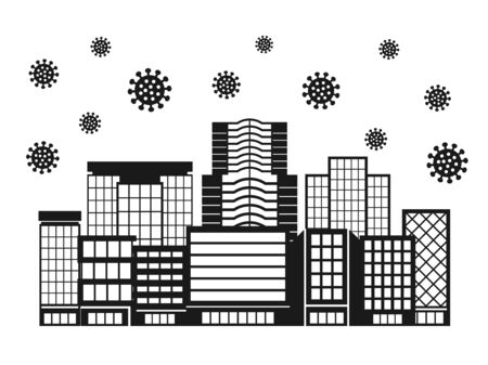 Illustration of a city infected with a virusのイラスト素材