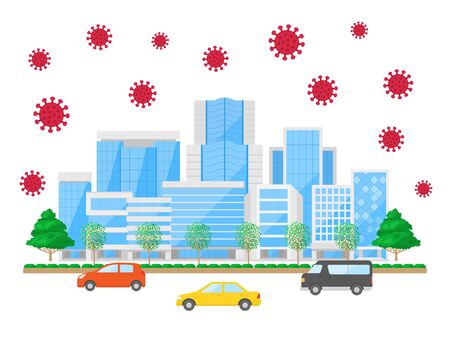 Illustration of a city infected with a virusのイラスト素材