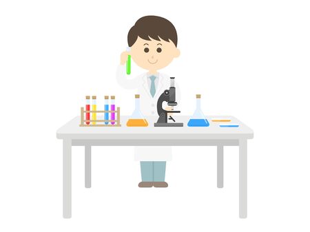 Illustration of a scientist experimentingのイラスト素材