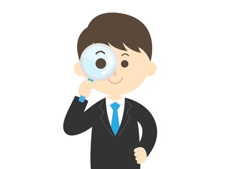 Illustration of a businessman using a magnifying glassのイラスト素材