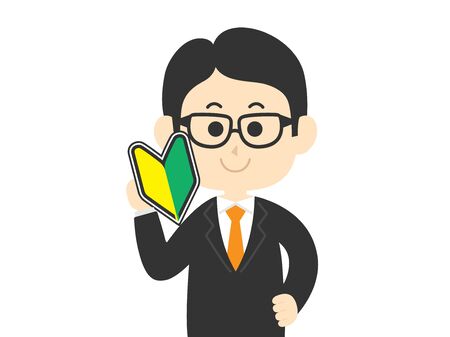 Illustration of a businessman with a beginner's markのイラスト素材