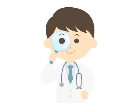 Illustration of a doctor using a magnifying glassのイラスト素材