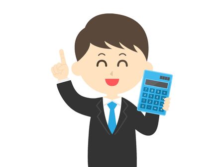 Illustration of a businessman with a calculatorのイラスト素材