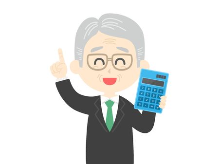 Illustration of a businessman with a calculatorのイラスト素材