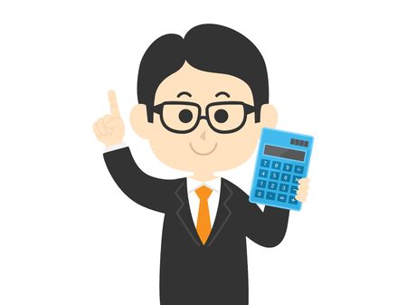Illustration of a businessman with a calculatorのイラスト素材