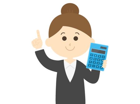Business woman illustration with calculatorのイラスト素材