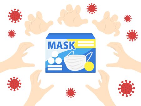 Illustration of mask buying problemのイラスト素材