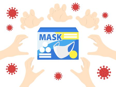 Illustration of mask buying problemのイラスト素材