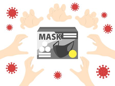 Illustration of mask buying problemのイラスト素材