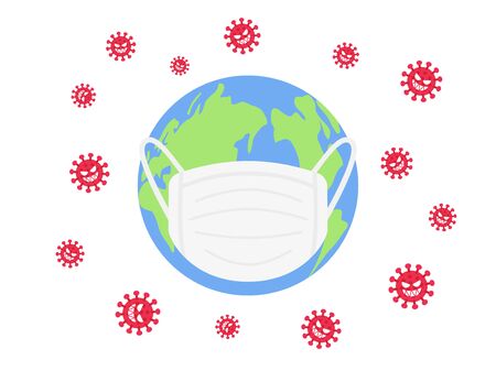 Illustration of the earth with a maskのイラスト素材