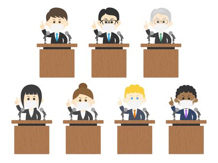 Illustration of a politician issuing a state of emergencyのイラスト素材