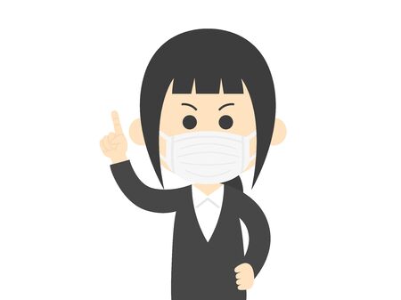 Illustration of a woman wearing a mask to sueのイラスト素材