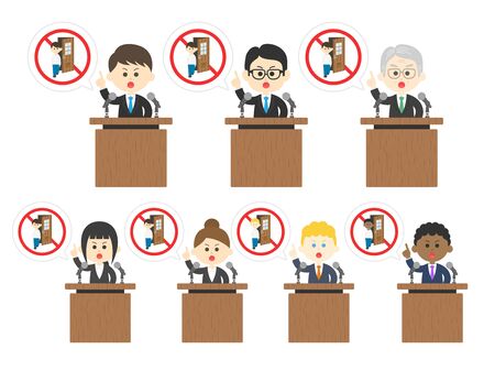 Illustration of a politician issuing a curfewのイラスト素材