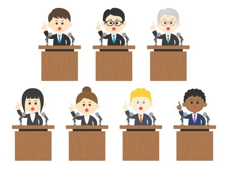 Illustration set of the person who makes a speechのイラスト素材