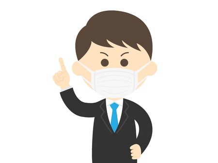 Illustration of a man wearing a mask to appealのイラスト素材