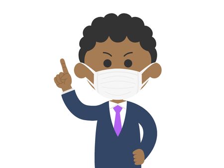 Illustration of a black man wearing a mask to sueのイラスト素材