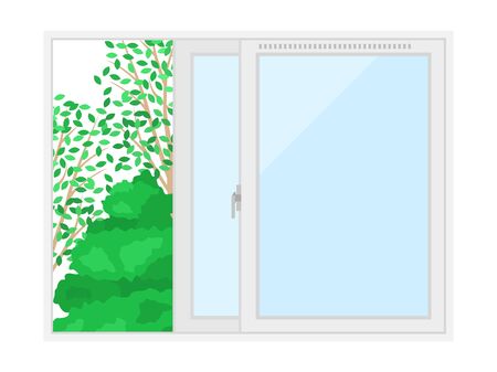 Illustration of an open windowのイラスト素材