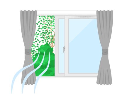 Illustration of ventilation with the window openのイラスト素材