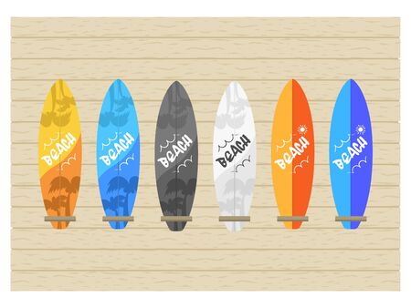 Illustration of surfboard on the wallのイラスト素材