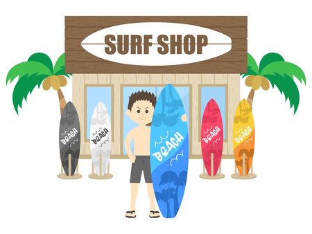 Surf Shop Illustrationsのイラスト素材