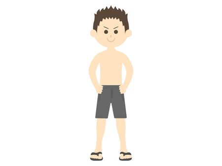 Illustration of a man in a bathing suitのイラスト素材