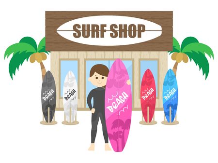 Surf Shop Illustrationsのイラスト素材