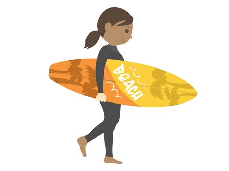 Illustration of female surferのイラスト素材